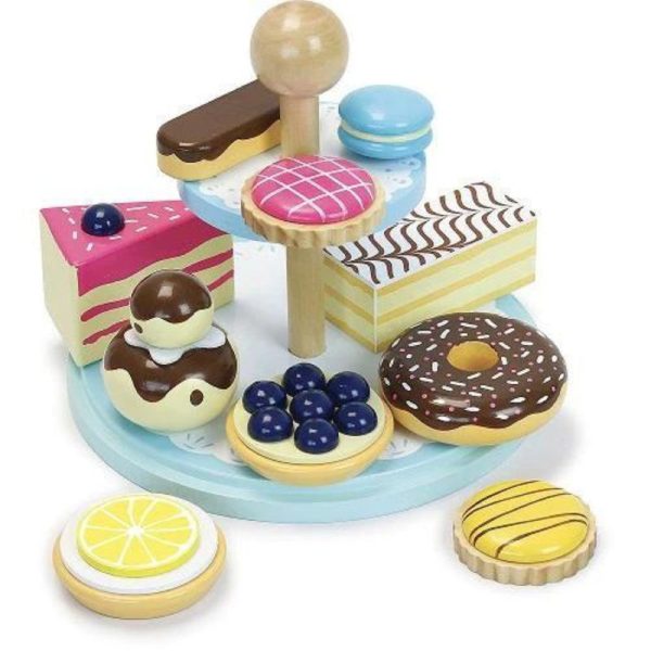 10 Piece Wooden Pastries with Tiered Stand Set Discount