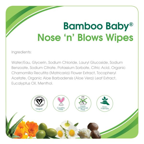 Bamboo Baby Nose n’ Blows wipes 30pk on Sale