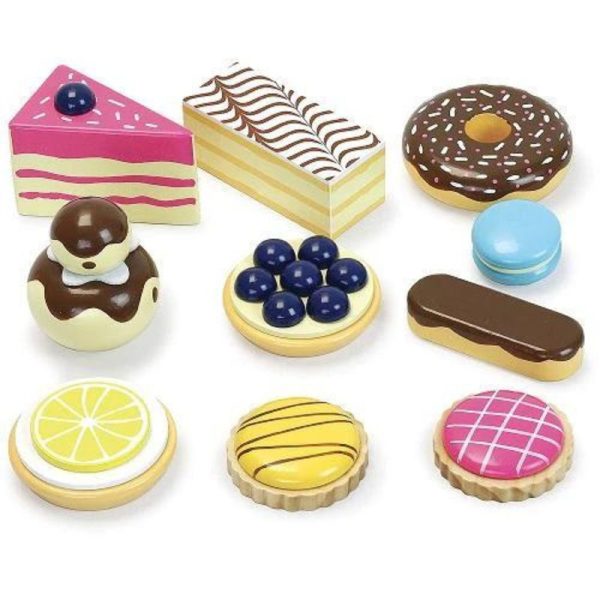 10 Piece Wooden Pastries with Tiered Stand Set Discount